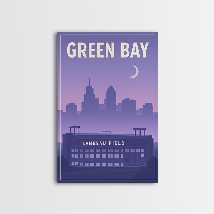 Green Bay Wisconsin Travel Poster, Framed Canvas Print, Classic Travel Poster Art, Green Bay Wall Art, Fine Art Print, City Illustration