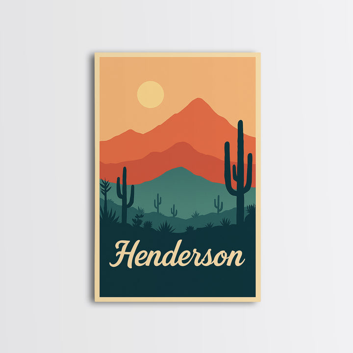 Henderson Nevada Travel Poster, Canvas Print, Classic Travel Poster Art, Henderson Art Print, City Travel Prints, Living Room Wall Art
