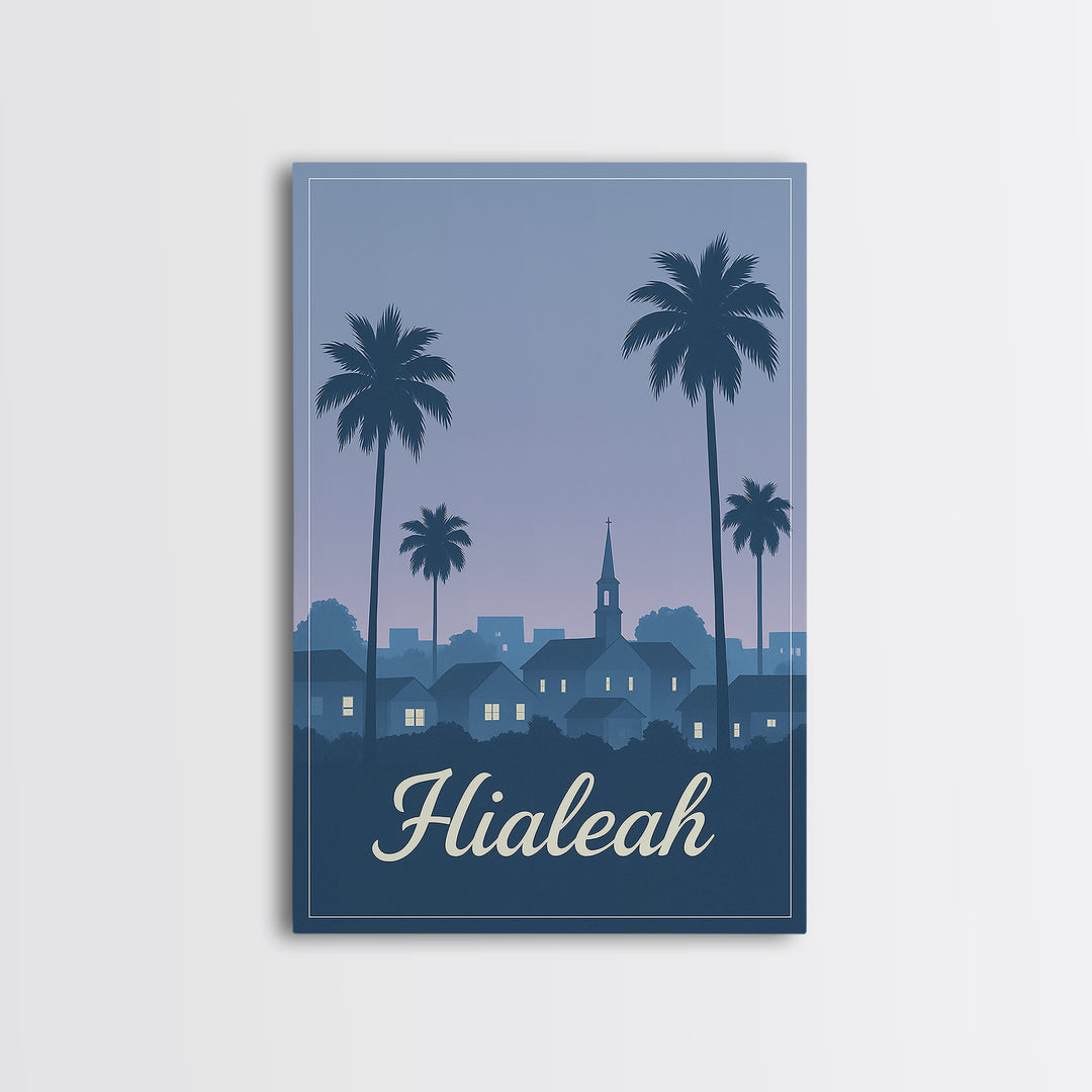 Hialeah Travel Poster, Framed Canvas Print, Mid Century City Wall Art, Hialeah Poster Print, Vintage Travel Print, Travel Poster Art