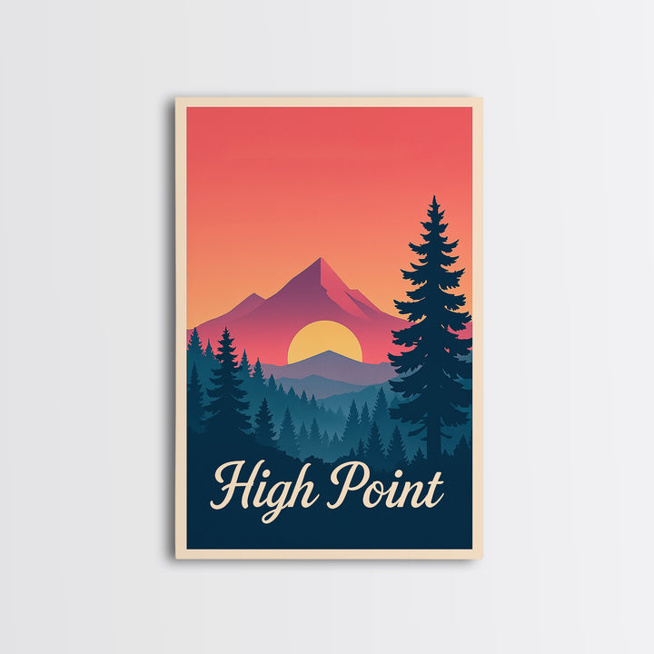 High Point North Carolina Travel Poster, Canvas Print, Mid Century City Wall Art, High Point City Art, Travel Art Print, Vintage Travel Art