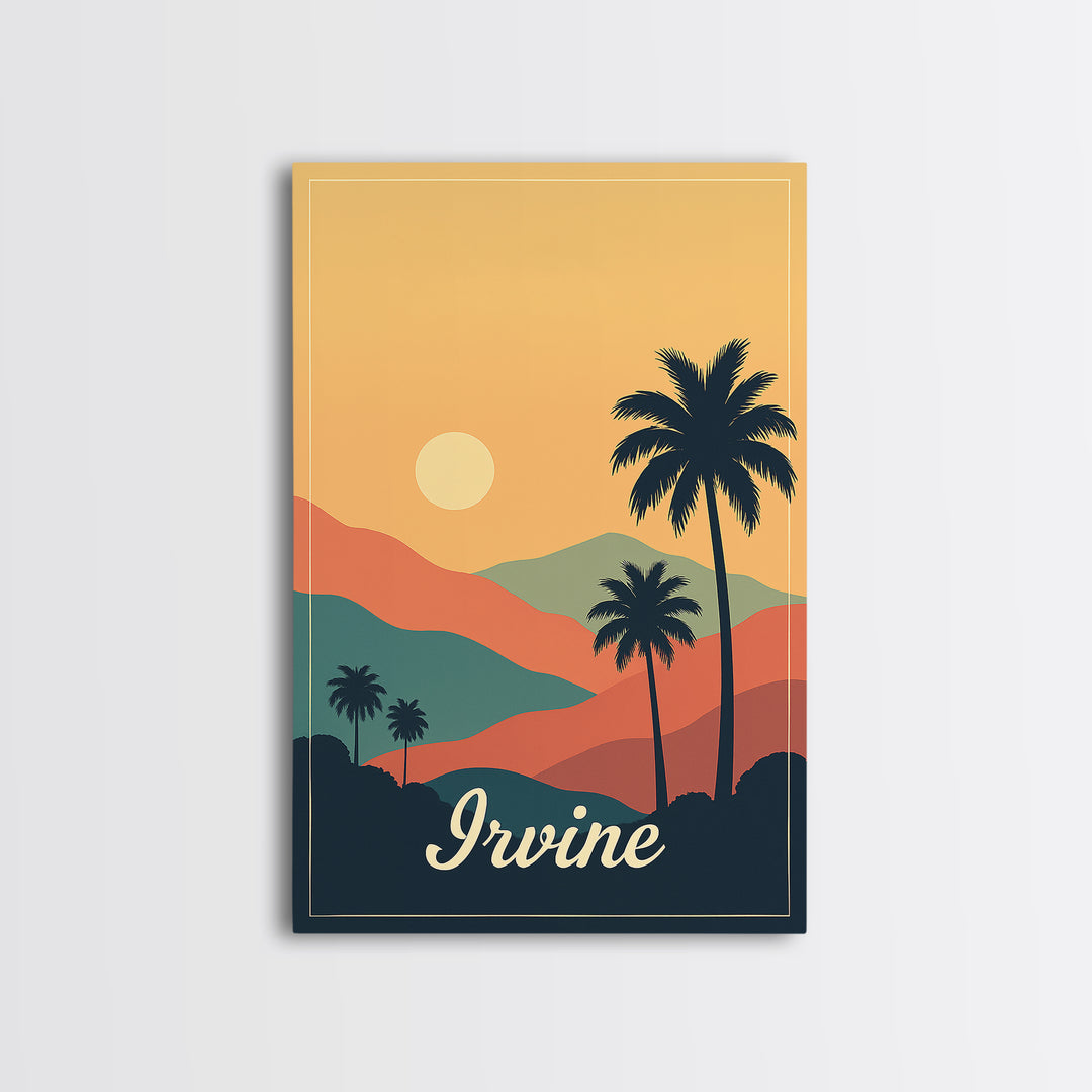 Irvine California Travel Poster, Canvas Print, Classic Poster Art, Irvine Poster Print, City Illustration, City Art Print, Travel Poster Set