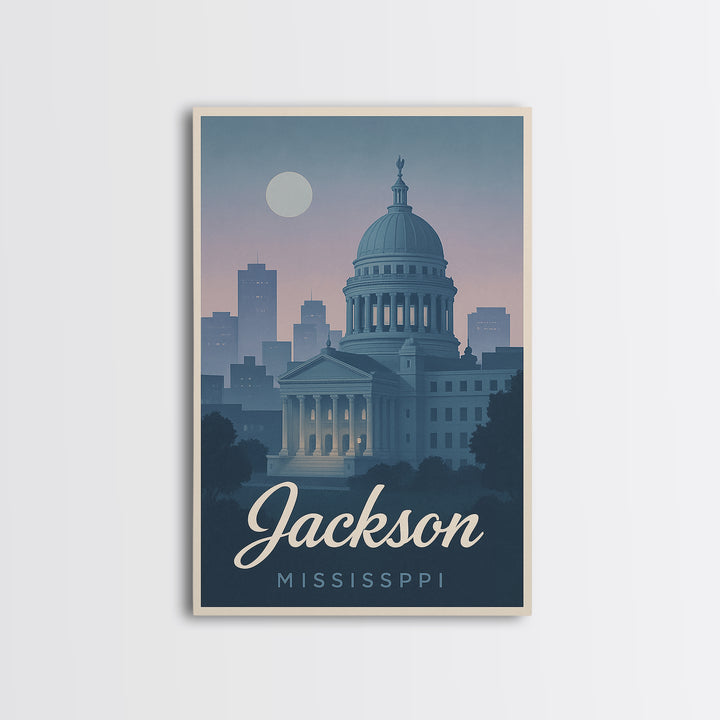 Jackson Travel Poster, Canvas Print, Mid Century City Wall Art, Jackson Wall Art, Travel Wall Art, Gift For Travelers, Travel Art Print