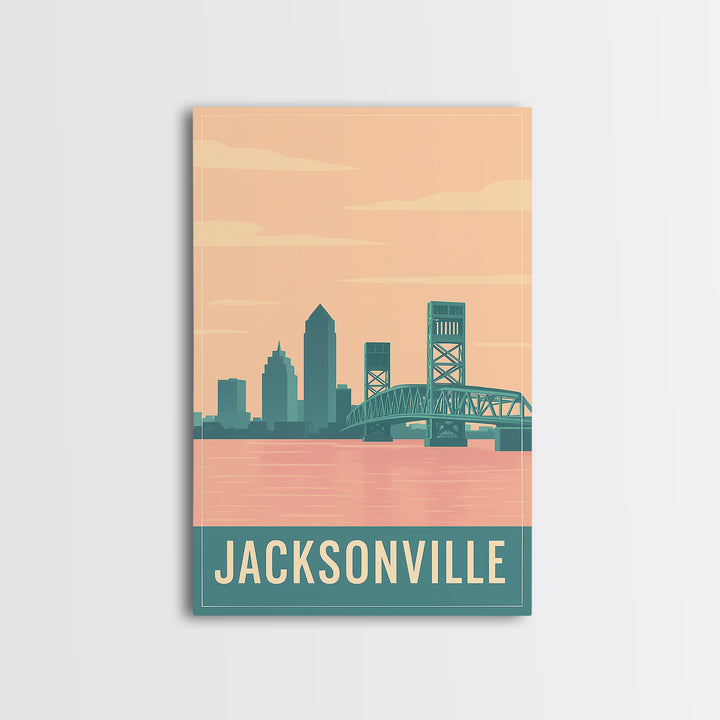 Jacksonville Travel Poster, Canvas Print, Classic Travel Poster Art, Jacksonville Wall Art, Fine Art Print, Home Office Decor, Design 2