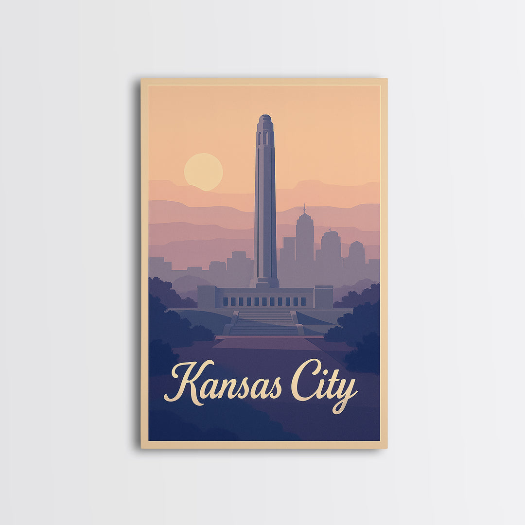 Kansas City Travel Poster, Canvas Print, Vintage Travel Poster Art, Kansas City Art Print, Travel Wall Art, Vintage City Art, Wall Art