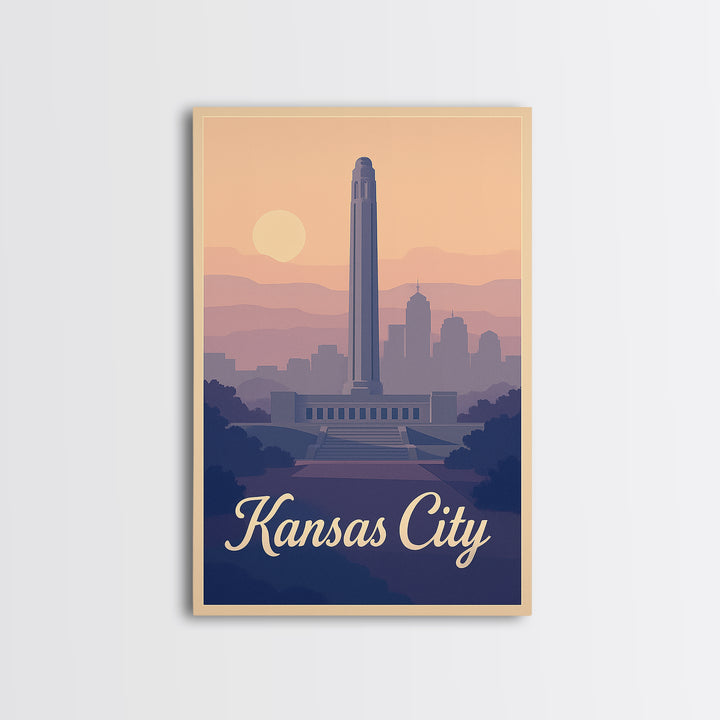 Kansas City Travel Poster, Canvas Print, Vintage Travel Poster Art, Kansas City Art Print, Travel Wall Art, Vintage City Art, Wall Art