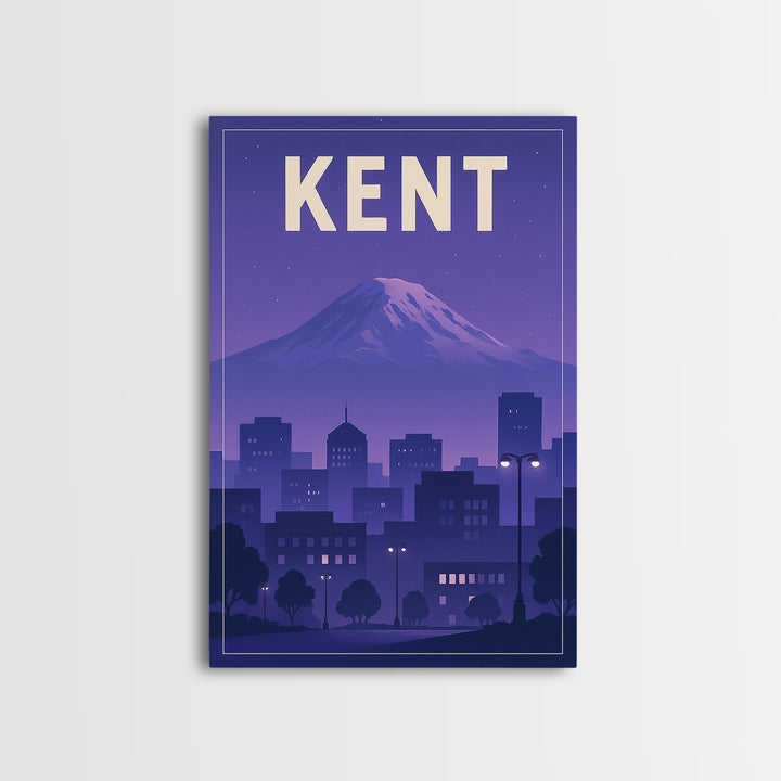 Kent Washington Travel Poster, Canvas Print, Retro Sunset Skyline Art, Kent Poster Print, Wall Decor, Gift For Travelers, Travel Decor