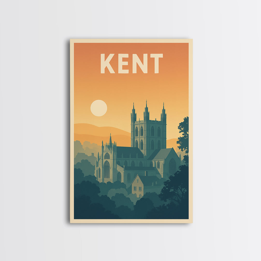 Kent Travel Poster, Canvas Print, Classic Travel Poster Art, Kent Travel Art, Travel Poster Set, Retro Travel Print, Travel Wall Art