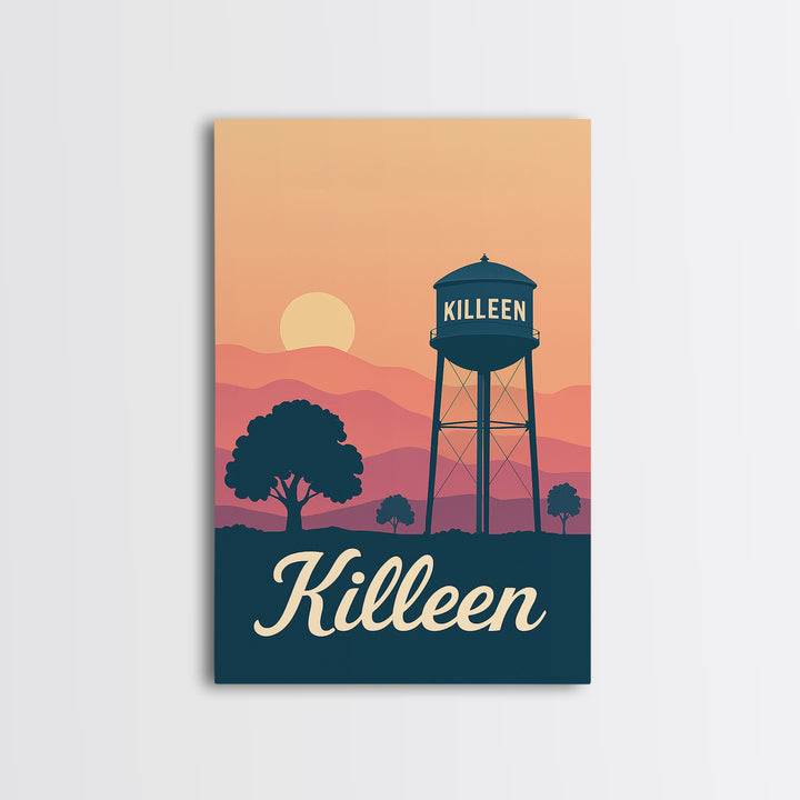 Killeen Texas Travel Poster, Canvas Print, Mid Century City Wall Art, Killeen Art Print, Modern Wall Decor, Travel Poster Art, Wall Decor