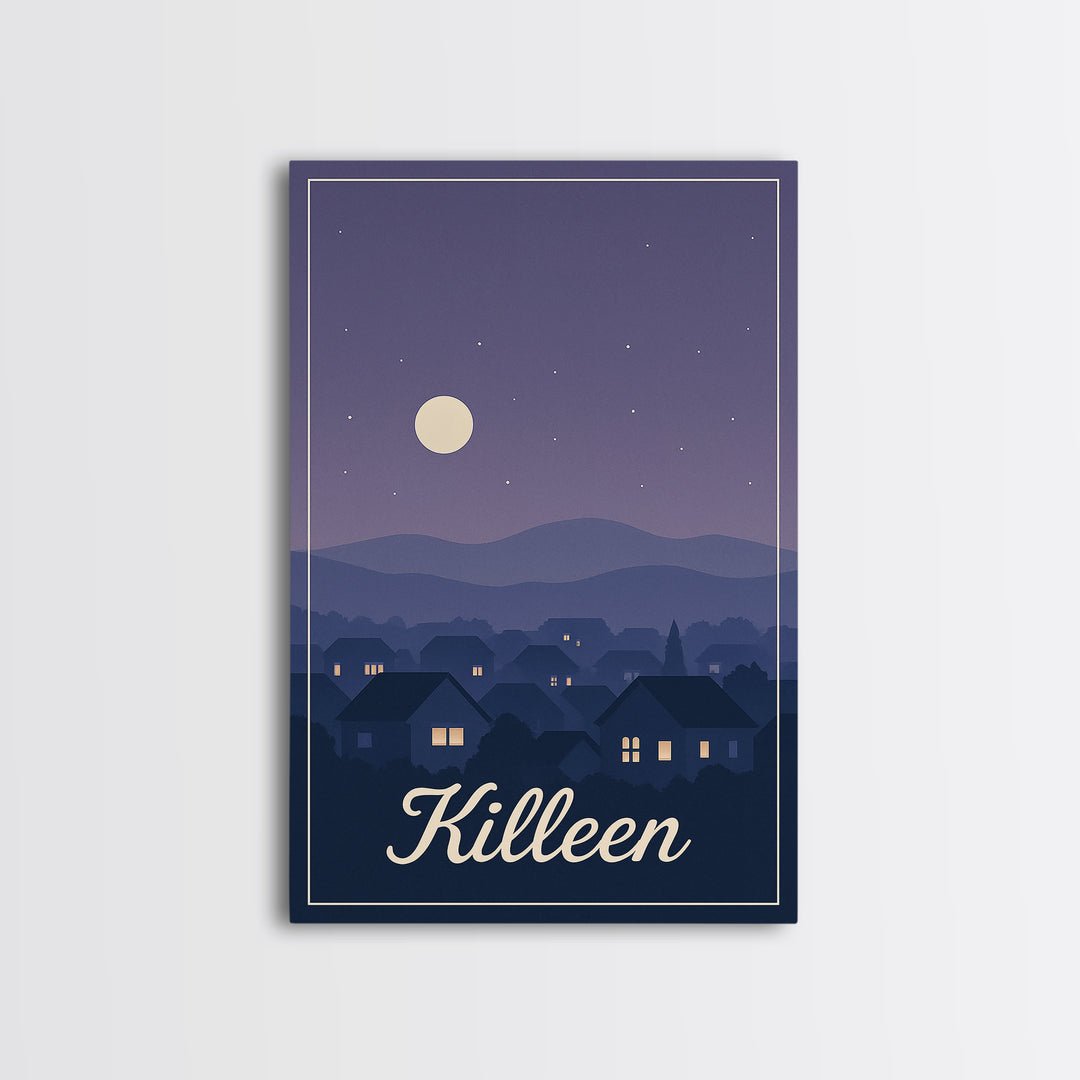 Killeen Travel Poster, Canvas Print, Classic Travel Poster Art, Killeen Poster Print, City Illustration, Travel Wall Art, Travel Poster Set