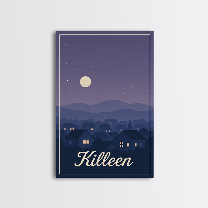 Killeen Travel Poster, Canvas Print, Classic Travel Poster Art, Killeen Poster Print, City Illustration, Travel Wall Art, Travel Poster Set