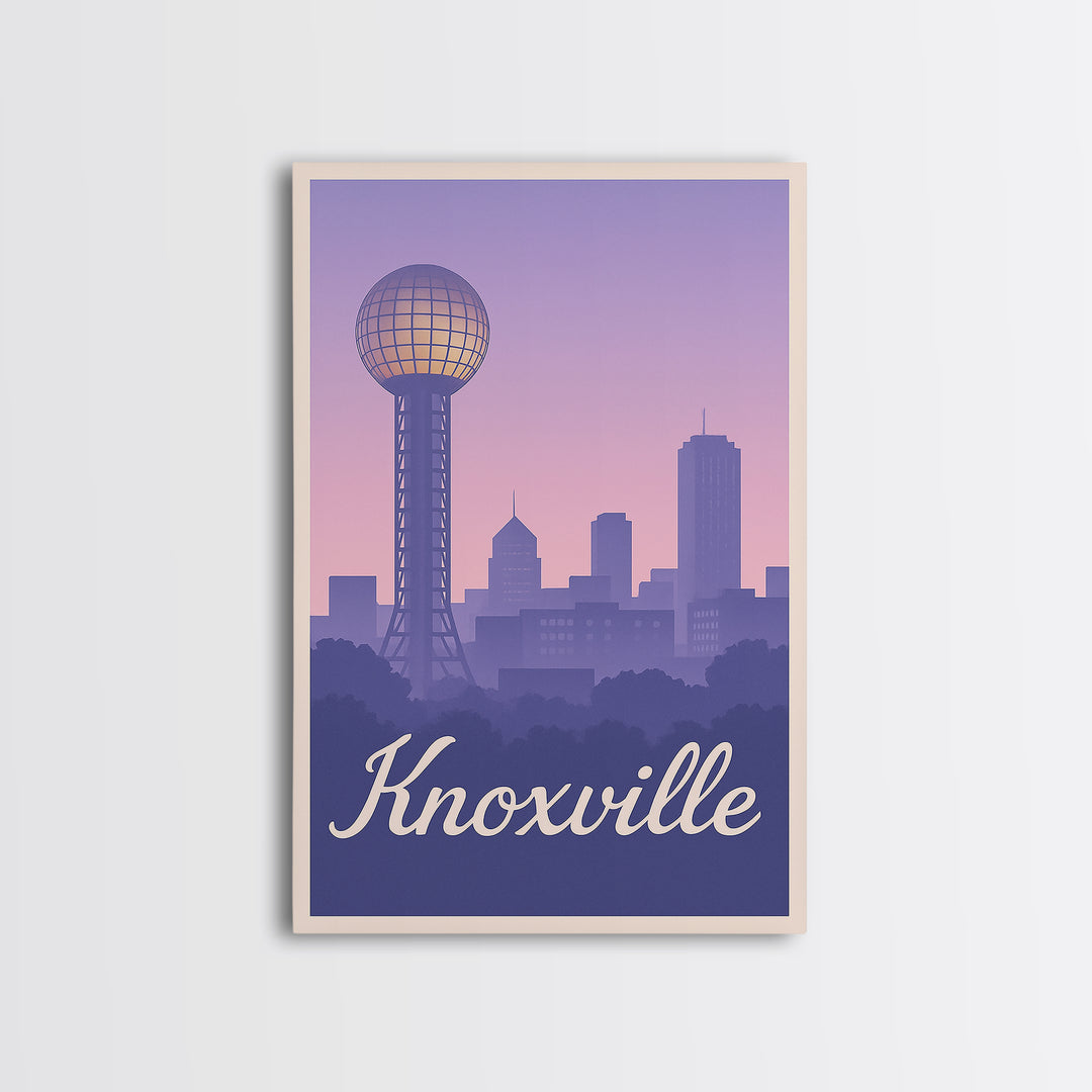 Knoxville Travel Poster, Framed Canvas Print, Mid Century City Wall Art, Knoxville Travel Art, Mid Century Wall Art, Travel Wall Decor