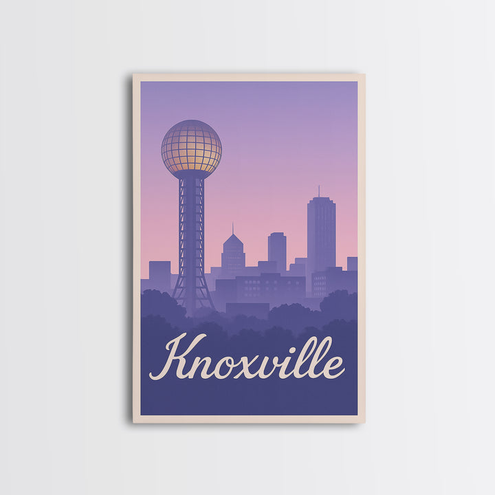 Knoxville Travel Poster, Framed Canvas Print, Mid Century City Wall Art, Knoxville Travel Art, Mid Century Wall Art, Travel Wall Decor