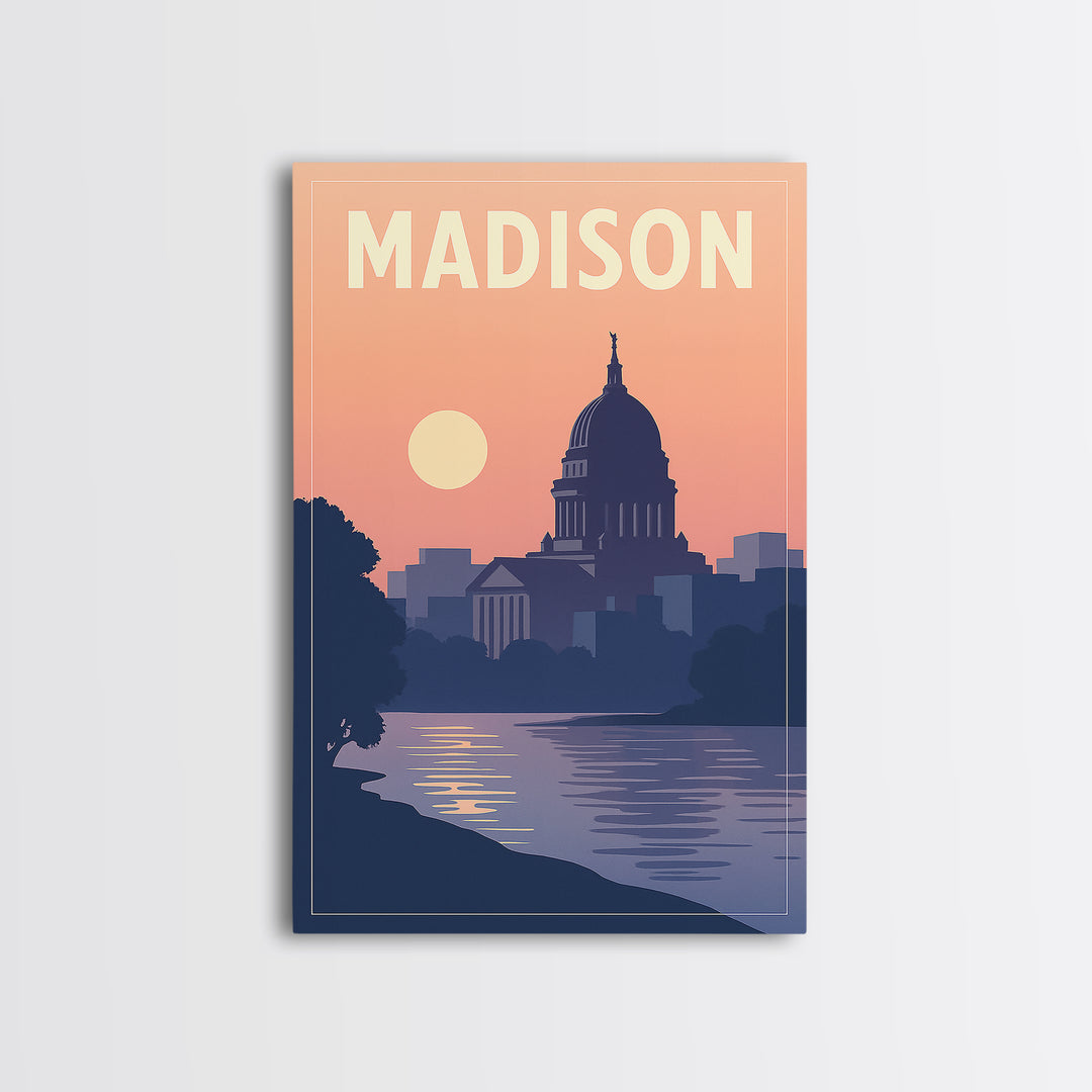 Madison Travel Poster, Canvas Print, Classic Travel Poster Art, Madison Art Print, City Art Print, Travel Art Print, Home Office Decor