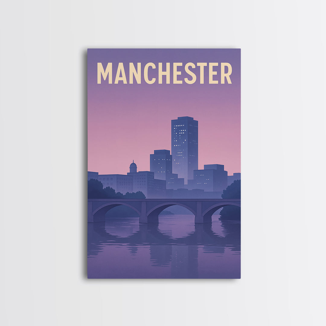 Manchester Travel Poster, Framed Canvas Print, Classic Travel Poster Art, Manchester Art Print, Travel Art Print, Fine Art Print