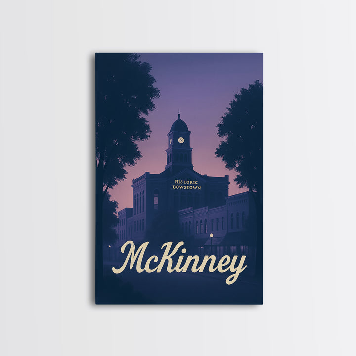 Mckinney Travel Poster, Framed Canvas Print, Classic Travel Poster Art, Mckinney City Art, Vintage City Poster, Retro Travel Print