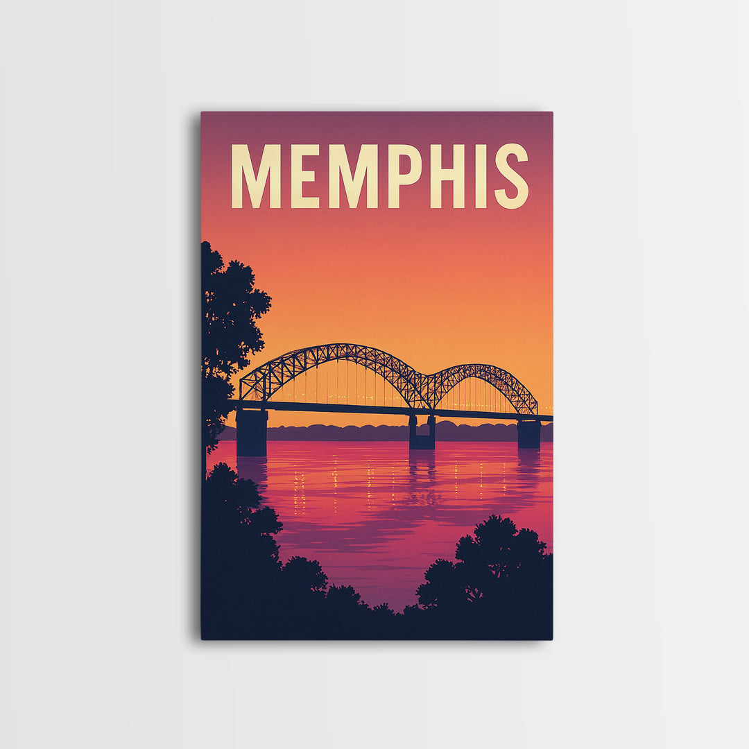 Memphis Tennessee Travel Poster, Framed Canvas Print, Vintage Travel Poster Art, Memphis Travel Art, Retro Travel Print, Fine Art Print