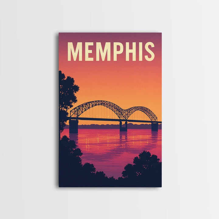 Memphis Tennessee Travel Poster, Framed Canvas Print, Vintage Travel Poster Art, Memphis Travel Art, Retro Travel Print, Fine Art Print