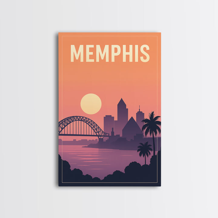 Memphis Travel Poster, Framed Canvas Print, Mid Century City Wall Art, Memphis Art Print, Home Office Decor, Fine Art Print, Poster Art