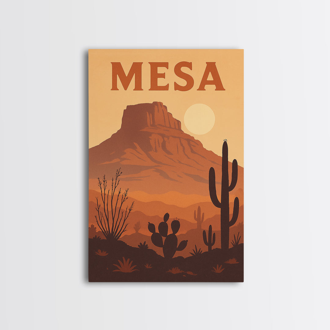 Mesa Arizona Travel Poster, Canvas Print, Retro Sunset Skyline Art, Mesa Poster Print, City Art Print, Vintage City Art, City Travel Prints