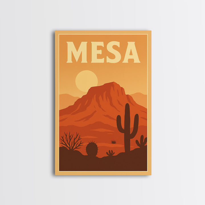 Mesa Travel Poster, Canvas Print, Classic Travel Poster Art, Mesa City Art, City Art Print, Travel Art Print, Travel Poster Art