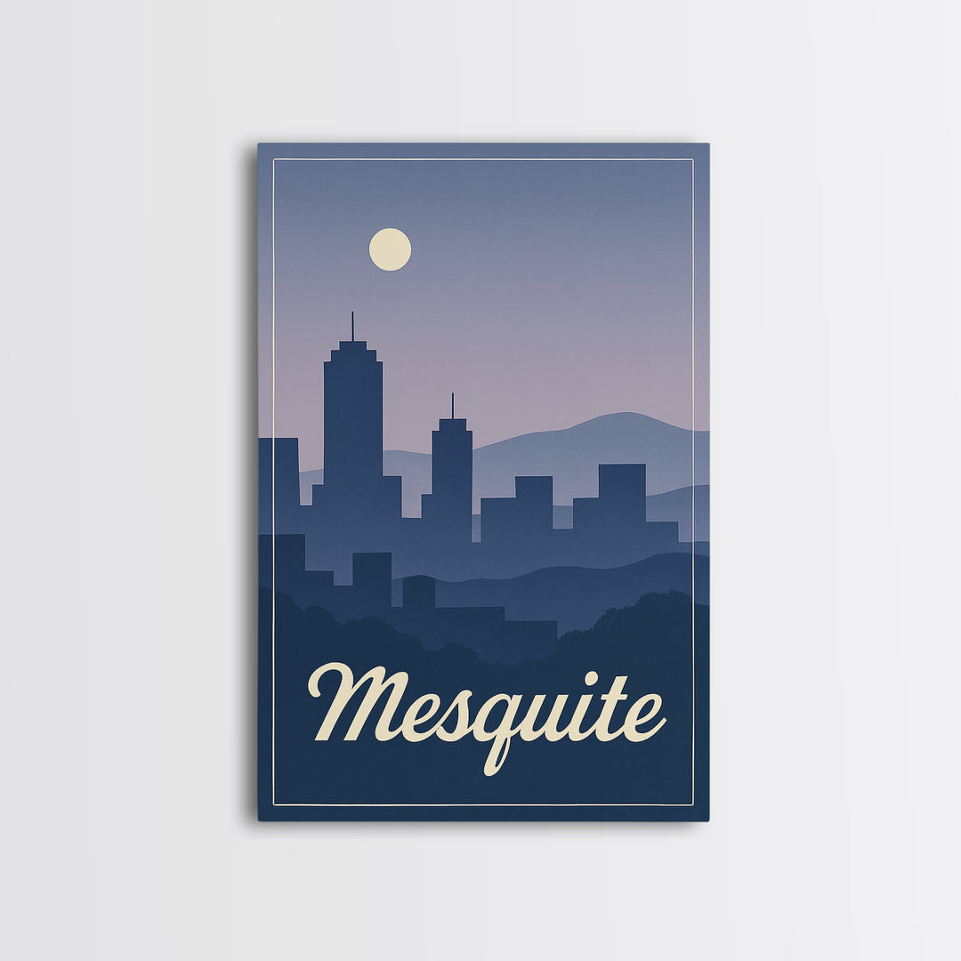 Mesquite Travel Poster, Framed Canvas Print, Mid Century City Wall Art, Mesquite Poster Print, Travel Poster Set, Home Office Decor
