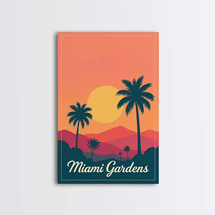 Miami Gardens Florida Travel Poster, Canvas Print, Vintage Travel Poster Art, Miami Gardens Poster Print, Gift For Travelers, City Art Print