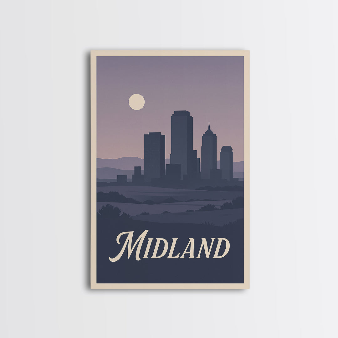 Midland Travel Poster, Canvas Print, Vintage Travel Poster Art, Midland Wall Art, Retro Travel Print, Travel Poster Art, Vintage City Art