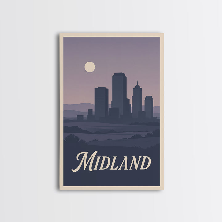 Midland Travel Poster, Canvas Print, Vintage Travel Poster Art, Midland Wall Art, Retro Travel Print, Travel Poster Art, Vintage City Art