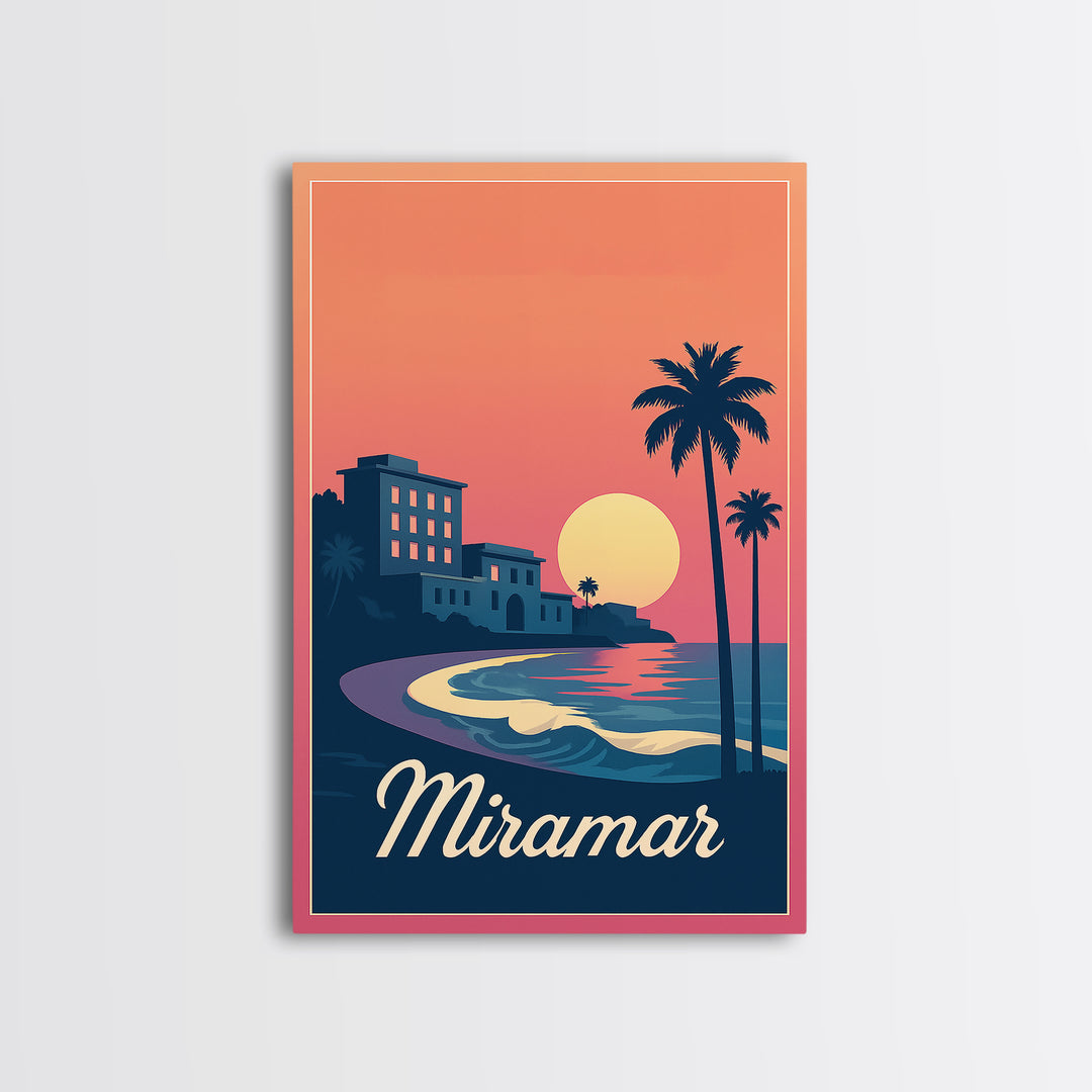 Miramar Florida Travel Poster, Canvas Print, Mid Century City Wall Art, Miramar City Art, Poster Art, Vintage City Poster, Travel Wall Art