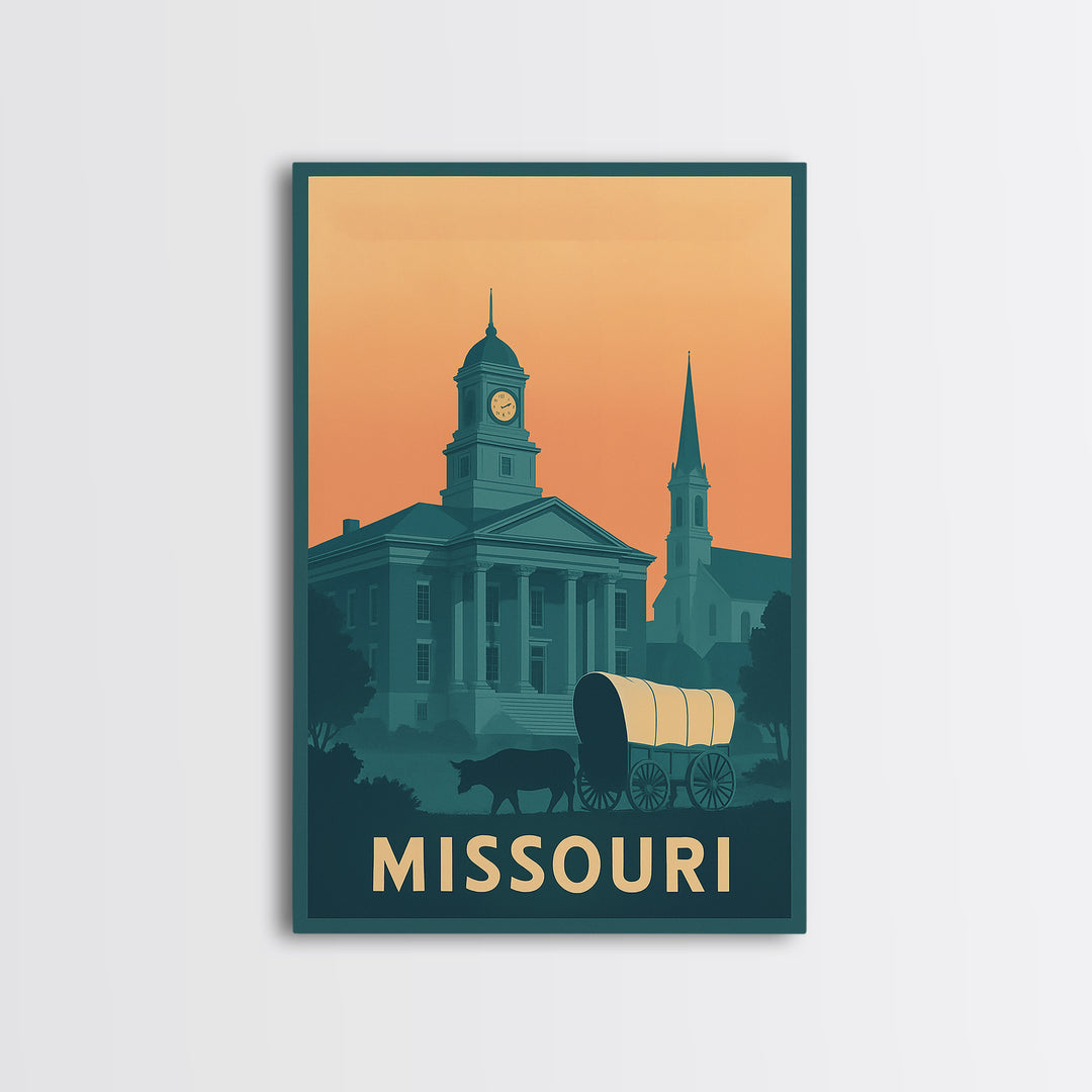 Missouri Travel Poster, Framed Canvas Print, Classic Travel Poster Art, Missouri Travel Art, Vintage City Poster, City Travel Prints