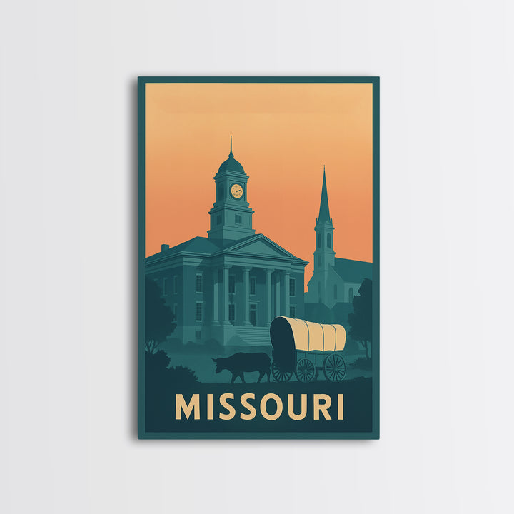 Missouri Travel Poster, Framed Canvas Print, Classic Travel Poster Art, Missouri Travel Art, Vintage City Poster, City Travel Prints