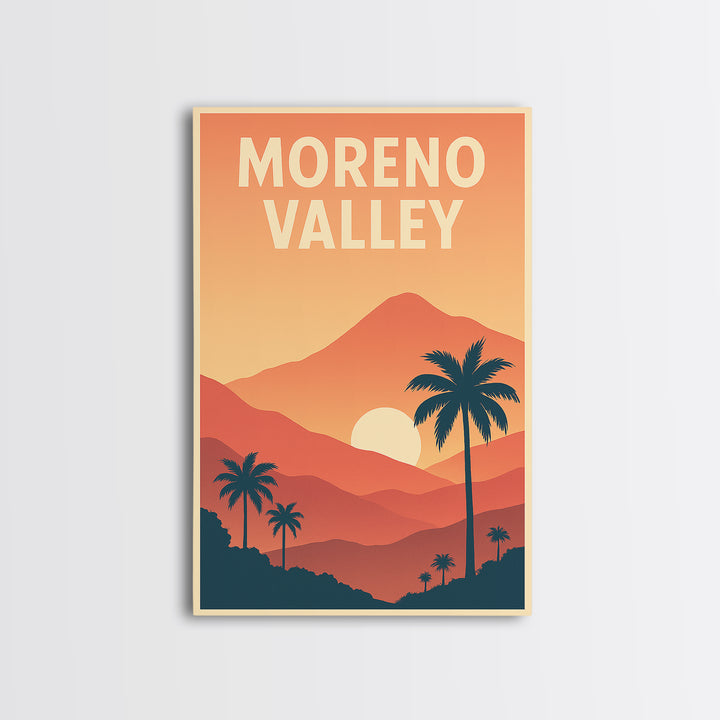 Moreno Valley Travel Poster, Canvas Print, Classic Travel Poster Art, Moreno Valley Travel Art, Vintage Travel Print, City Illustration