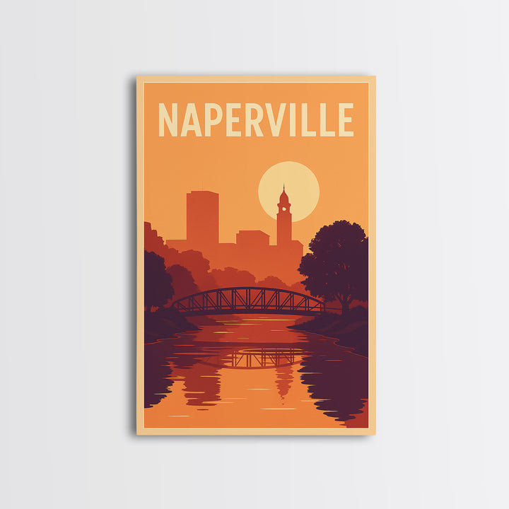 Naperville Travel Poster, Canvas Print, Mid Century City Wall Art, Naperville Poster Print, Retro Travel Print, Home Office Decor