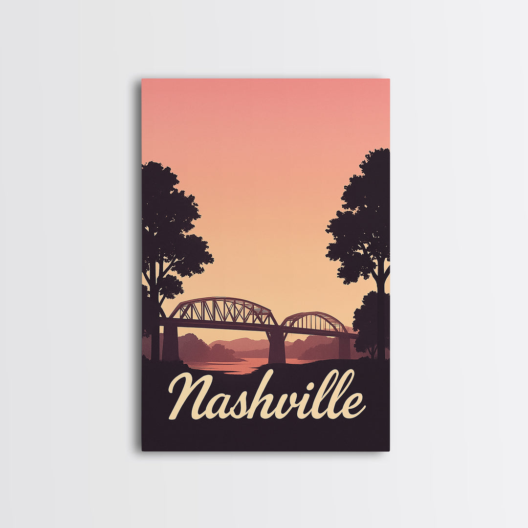 Nashville Tennessee Travel Poster, Canvas Print, Vintage Travel Poster Art, Nashville City Art, Vintage Travel Art, Living Room Wall Art