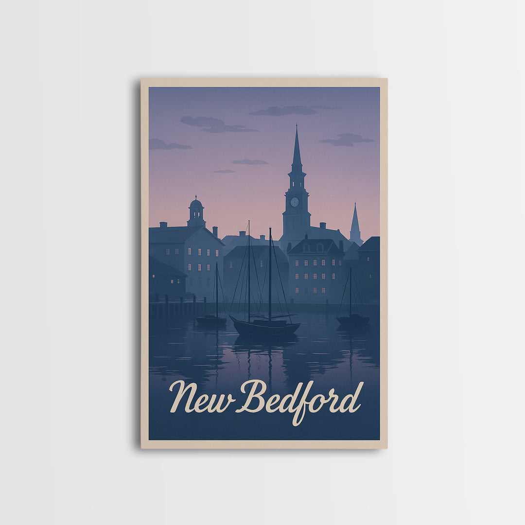New Bedford Travel Poster, Framed Canvas Print, Vintage Travel Poster Art, New Bedford Poster Print, Fine Art Print, Vintage Travel Art