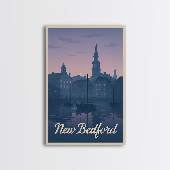 New Bedford Travel Poster, Framed Canvas Print, Vintage Travel Poster Art, New Bedford Poster Print, Fine Art Print, Vintage Travel Art