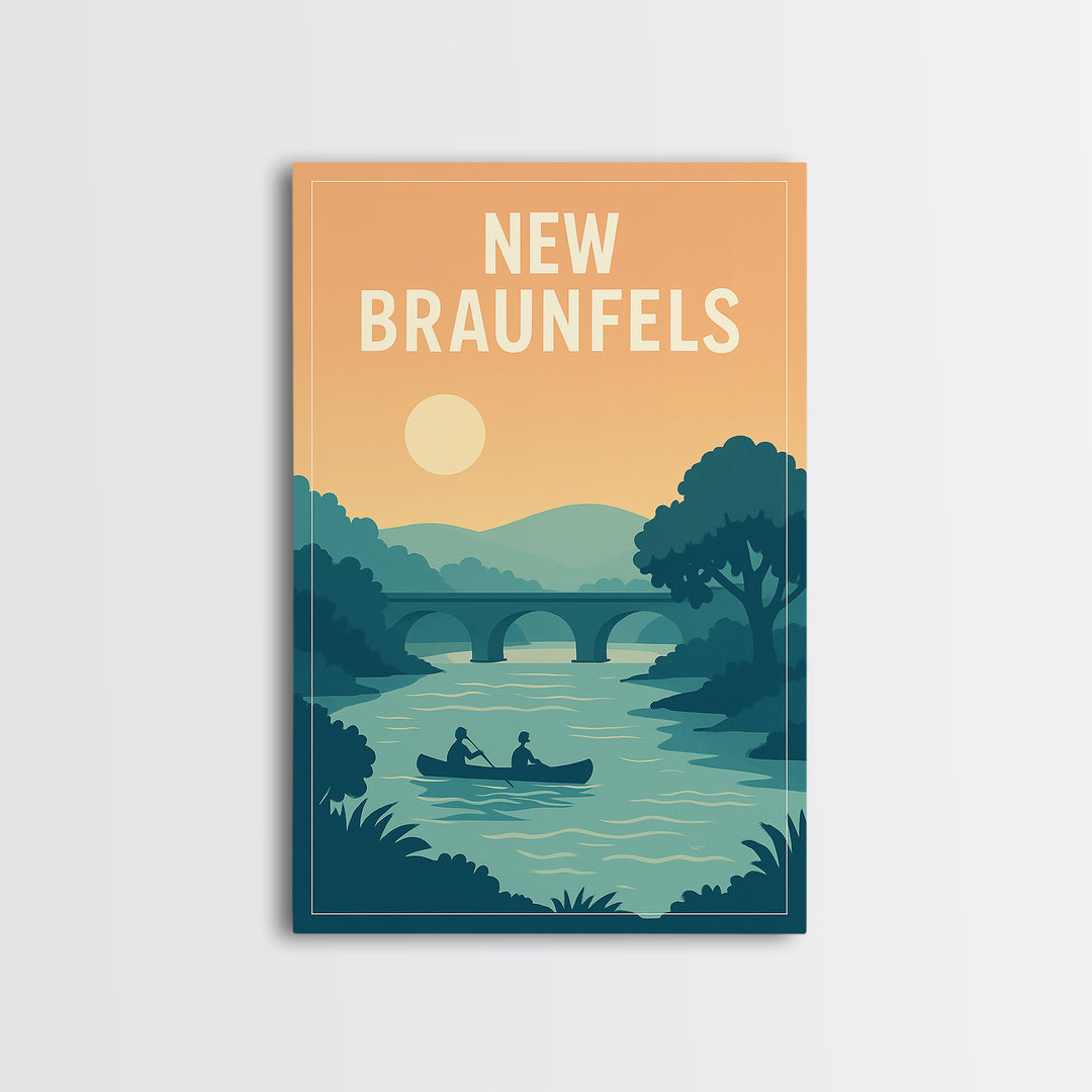 New Braunfels Texas Travel Poster, Canvas Print, Vintage Travel Poster Art, New Braunfels Wall Art, Gift For Travelers, City Travel Prints
