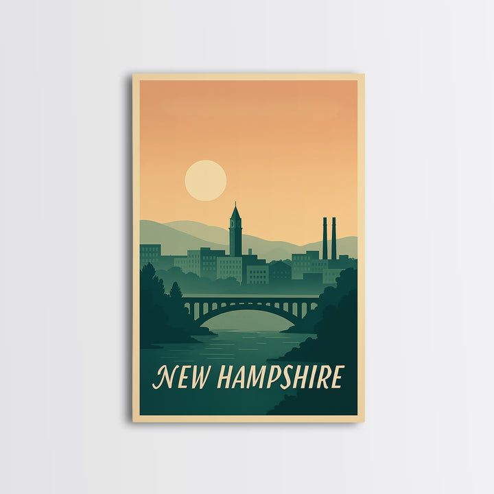 New Hampshire Travel Poster, Canvas Print, Mid Century City Wall Art, New Hampshire Poster Print, City Art Print, Travel Poster Set