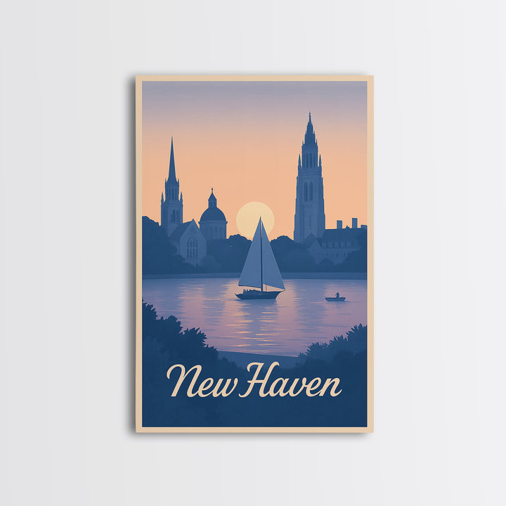 New Haven Travel Poster, Framed Canvas Print, Classic Travel Poster Art, New Haven City Art, Gift For Travelers, Vintage Travel Print