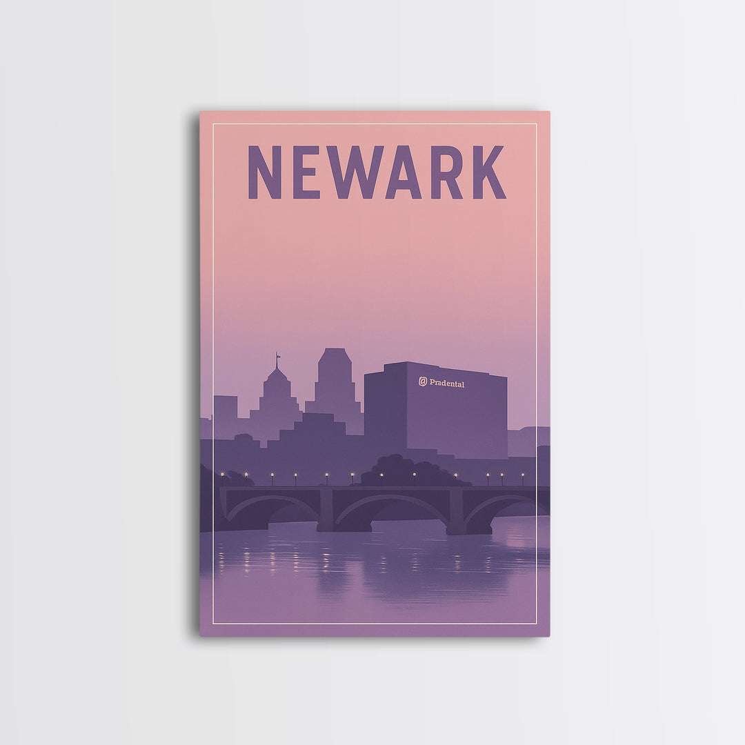 Newark New Jersey Travel Poster, Canvas Print, Mid Century City Wall Art, Newark Art Print, Watercolor City Skyline, Art Print