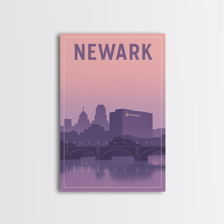 Newark New Jersey Travel Poster, Canvas Print, Mid Century City Wall Art, Newark Art Print, Watercolor City Skyline, Art Print