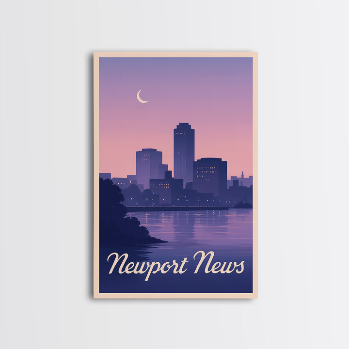 Newport News Travel Poster, Framed Canvas Print, Classic Travel Poster Art, Newport News Wall Art, Vintage Travel Art, Vintage City Art
