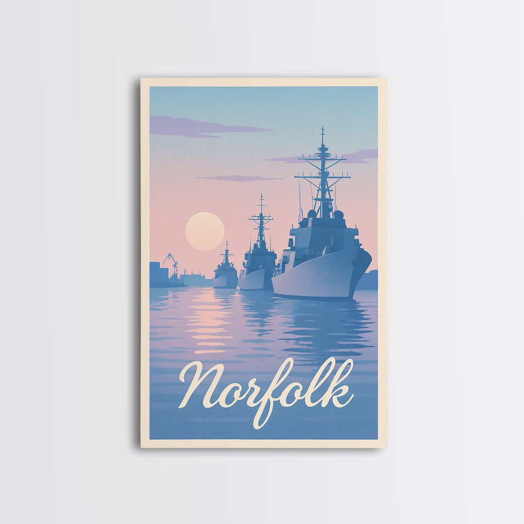 Norfolk Travel Poster, Framed Canvas Print, Classic Travel Poster Art, Norfolk Travel Art, City Art Print, Travel Poster Set, Art Print