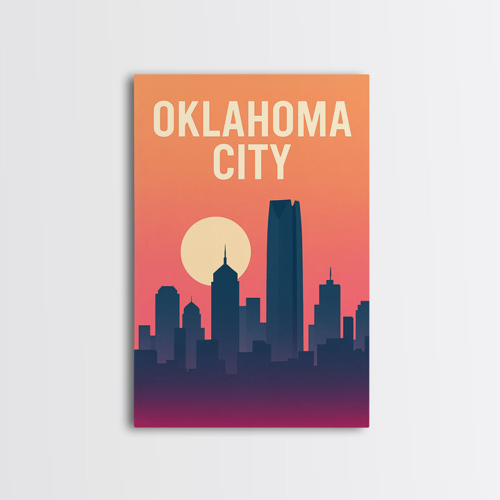 Oklahoma City Oklahoma Travel Poster, Canvas Print, Vintage Travel Poster Art, Oklahoma City Poster Print, Travel Poster Art, Landscape Art