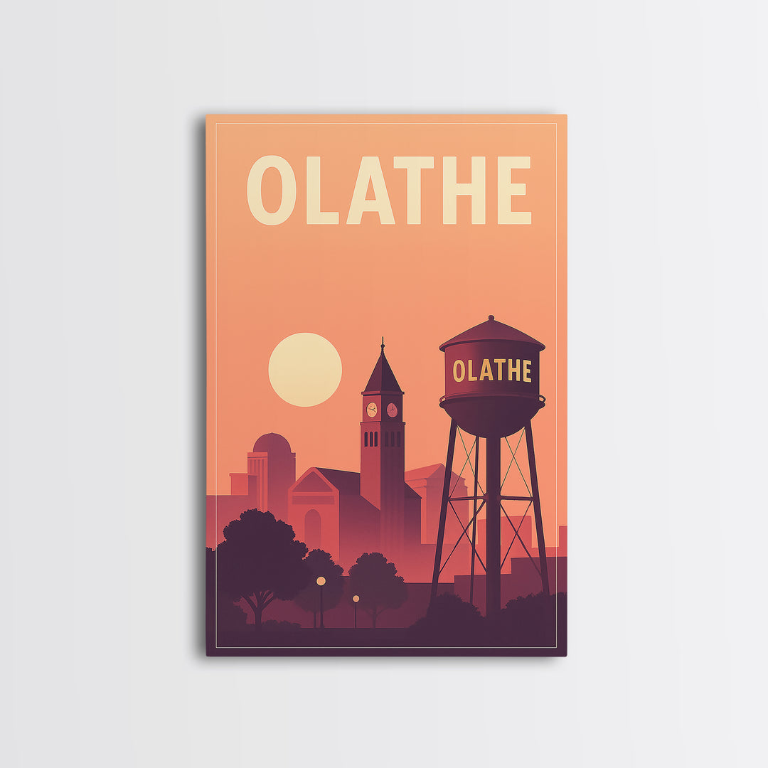 Olathe Travel Poster, Canvas Print, Mid Century City Wall Art, Olathe Travel Art, Travel Wall Art, Home Office Decor, City Illustration