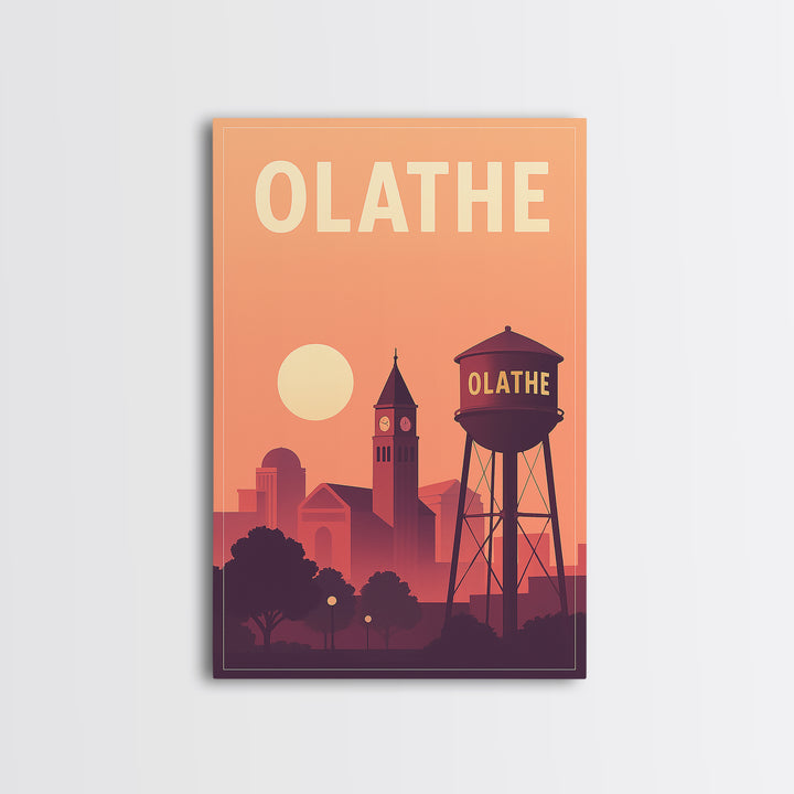 Olathe Travel Poster, Canvas Print, Mid Century City Wall Art, Olathe Travel Art, Travel Wall Art, Home Office Decor, City Illustration