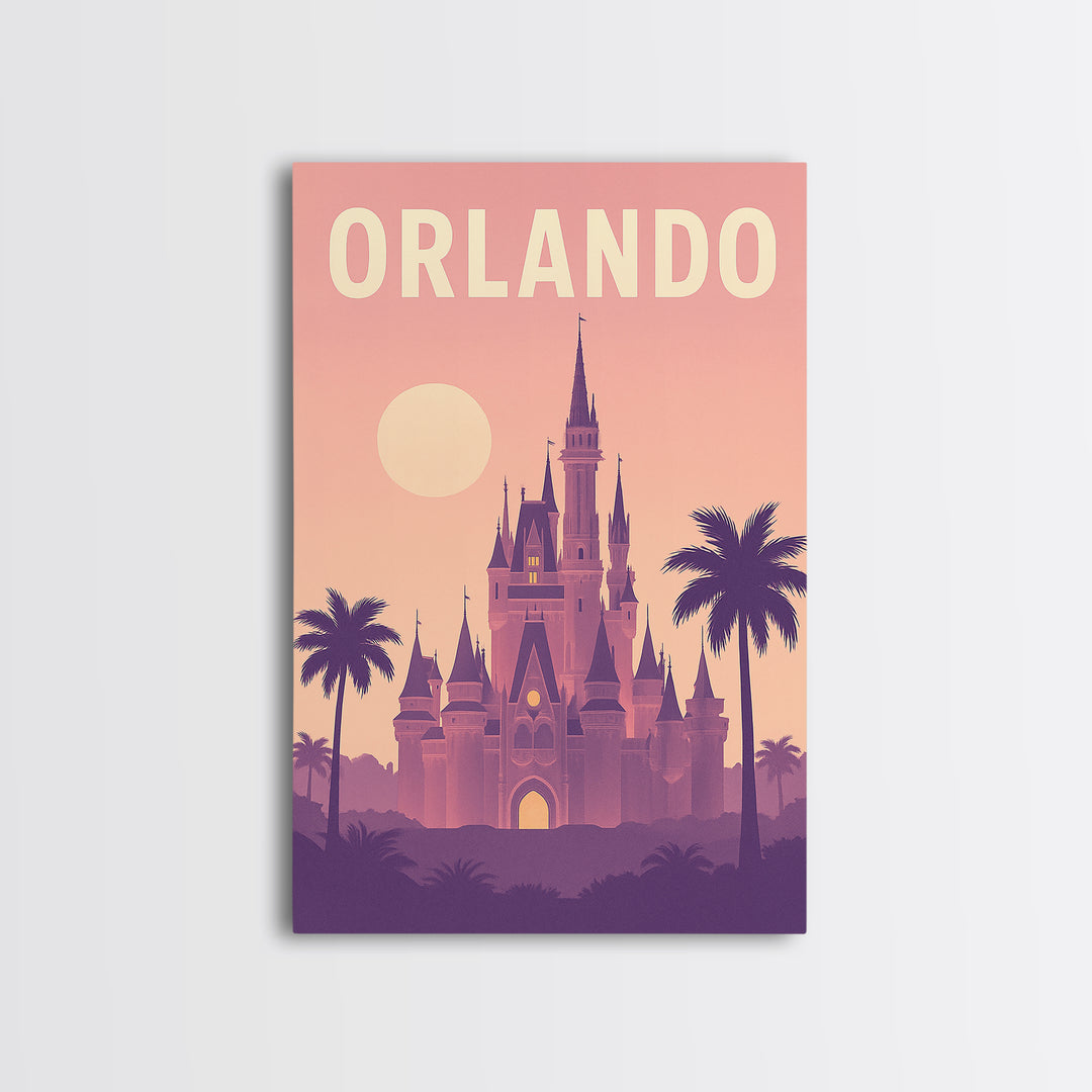 Orlando Florida Travel Poster, Canvas Print, Classic Travel Poster Art, Orlando City Art, City Art Print, Travel Wall Decor, Travel Print