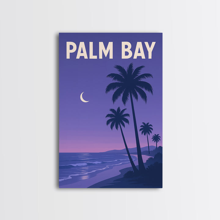 Palm Bay Florida Travel Poster, Canvas Print, Retro Sunset Skyline Art, Palm Bay Poster Print, Poster Art, Wanderlust Decor, Travel Gift