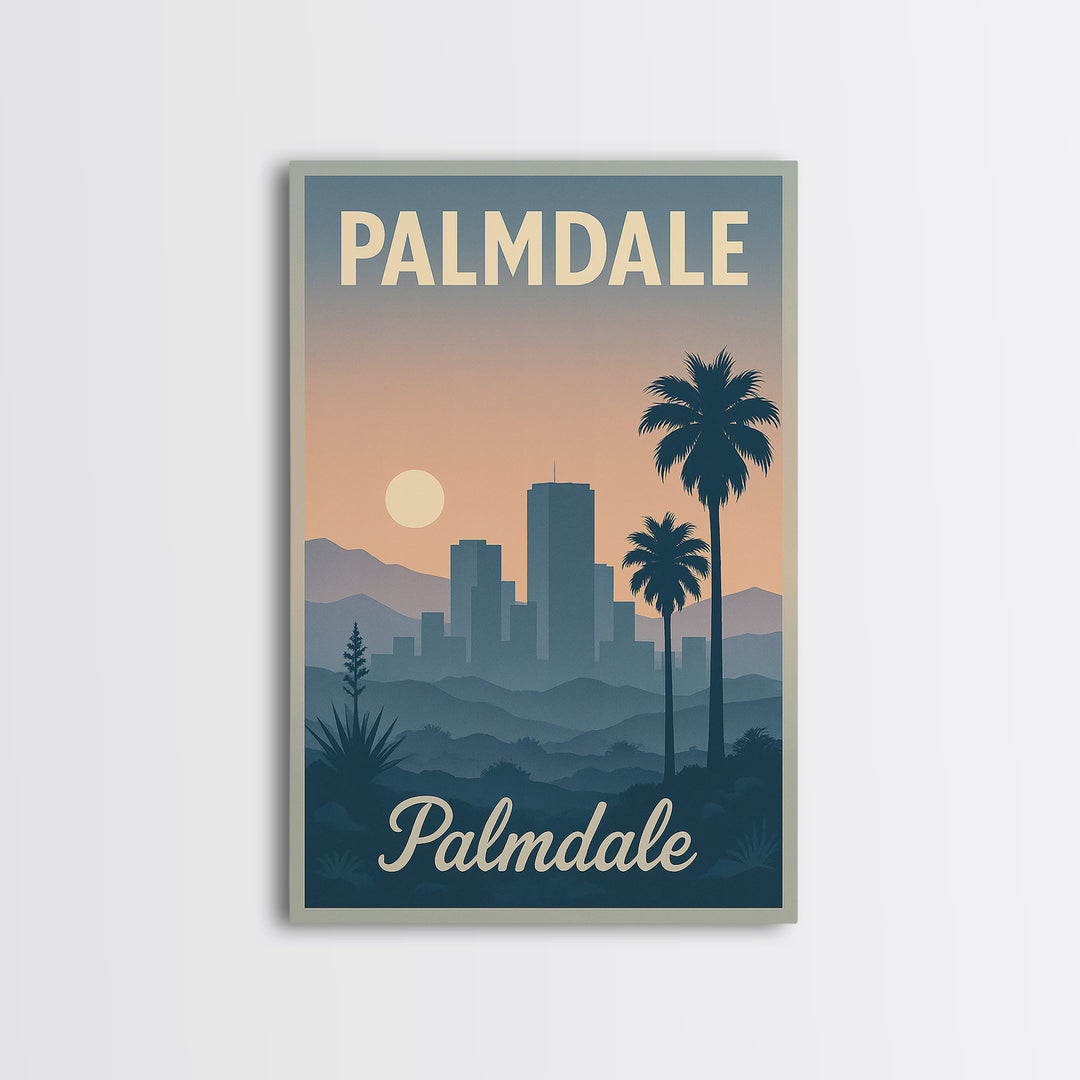 Palmdale Travel Poster, Framed Canvas Print, Vintage Travel Poster Art, Palmdale Art Print, Fine Art Print, Travel Poster Set, Wall Art