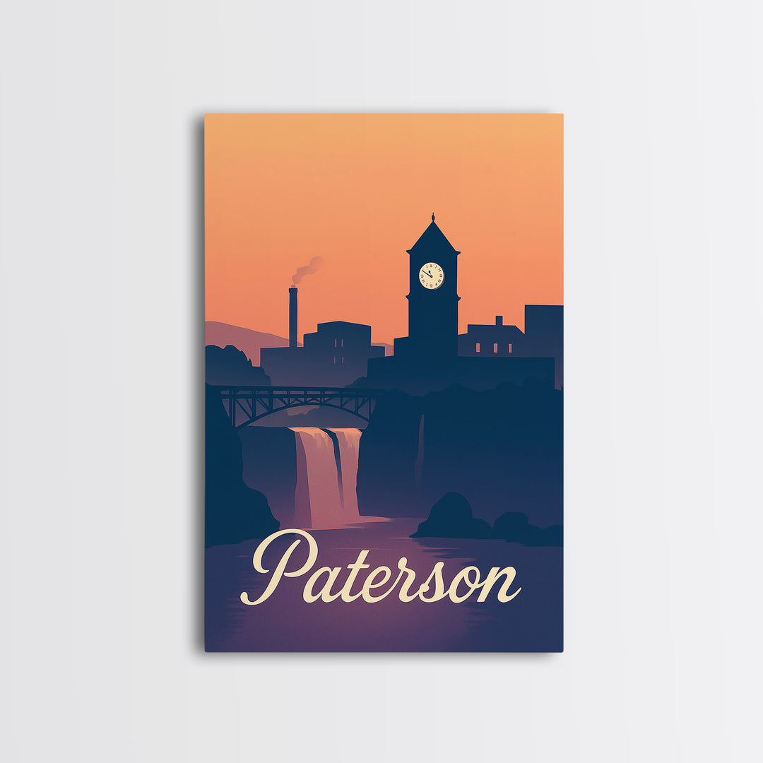 Paterson New Jersey Travel Poster, Canvas Print, Mid Century City Wall Art, Paterson Print, Vintage City Poster, Vintage City Art, Design 2